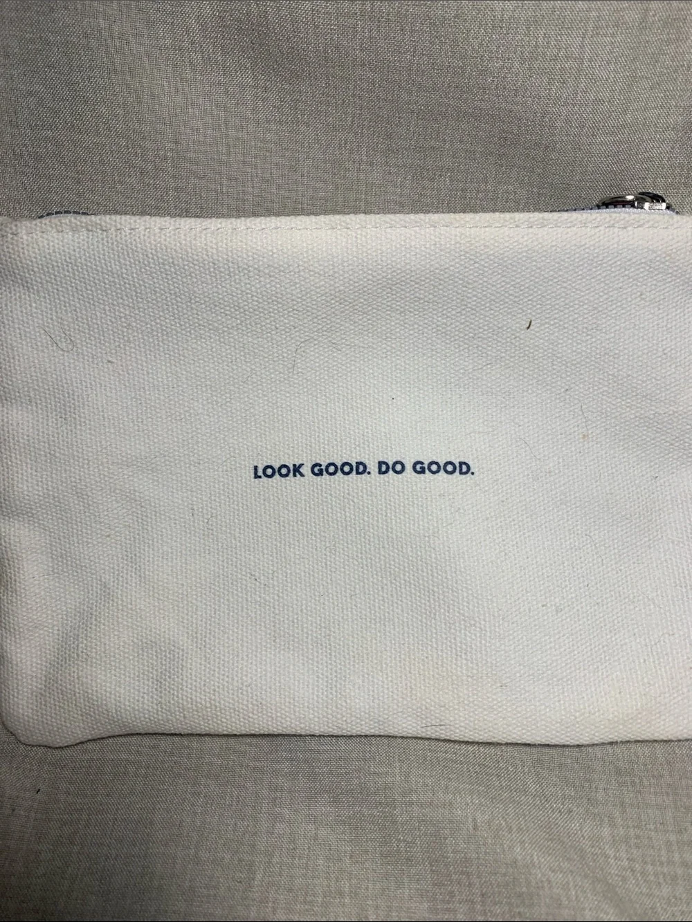 ipsy Blue and White Floral Canvas Makeup Pouch
